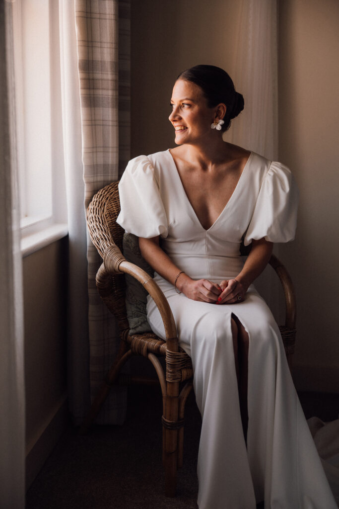 Edwina O Gorman Wedding Dress, Puff Sleeves